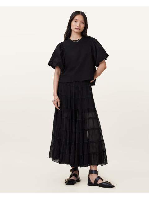 EVA TIERED MIDI SKIRT