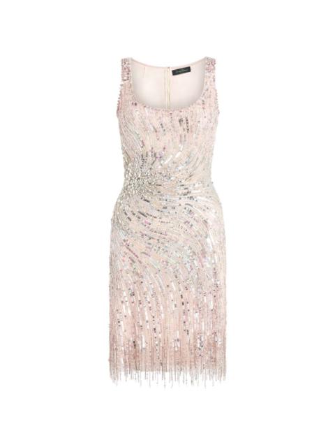 Swirly sequin-embellished mini dress