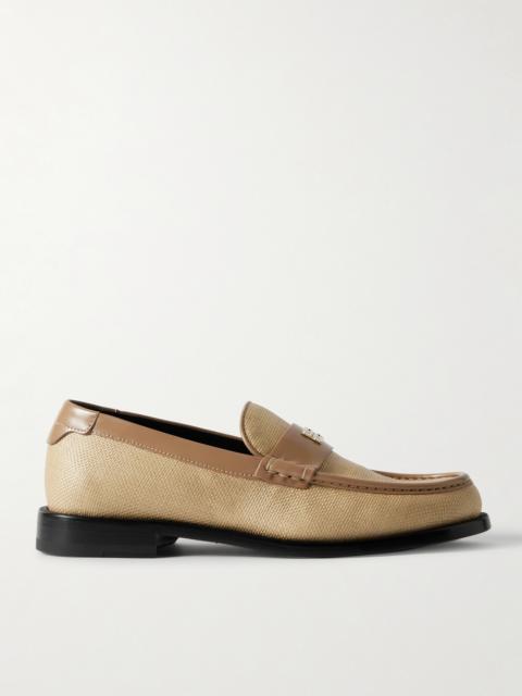 Leather-trimmed Raffia Loafers
