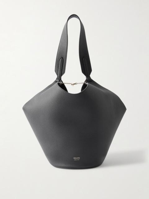 Lotus small textured-leather tote Black