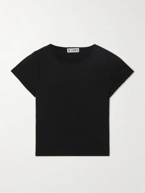 Cropped cotton and modal-blend jersey T-shirt