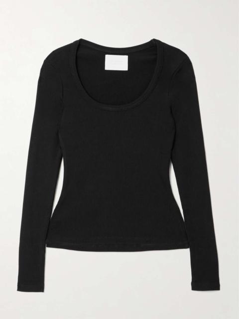 Rumi ribbed-knit top Black