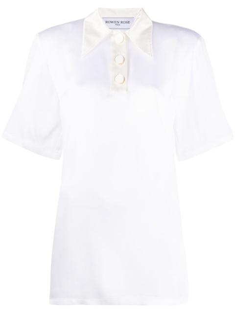 short sleeve pointed collar shirt