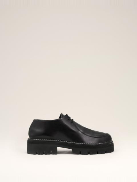 BLACK LEATHER ANATOMICAL TOE DERBIES