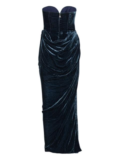 velvet slit maxi dress