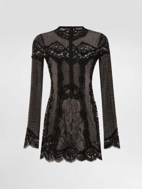 Knitted dress with lace