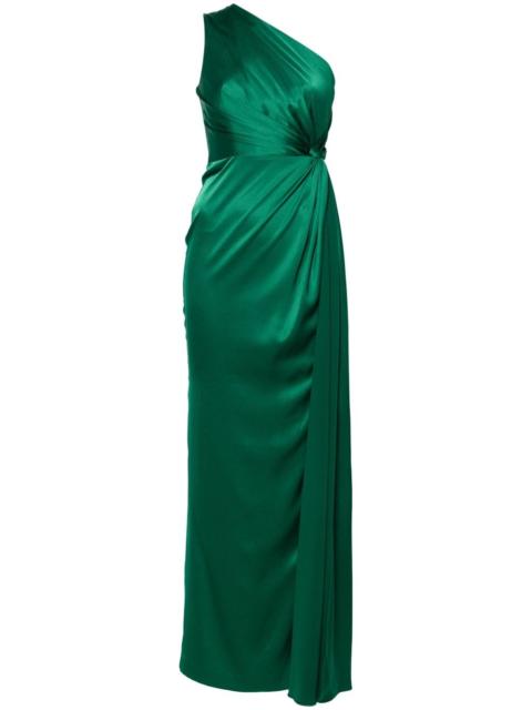 one-shoulder satin dress