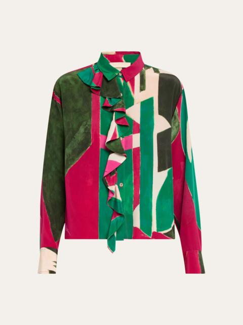 UJ x Lee Krasner Study Abstract Ruffle Blouse