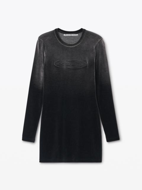 Long-Sleeve Minidress in Plush Velour