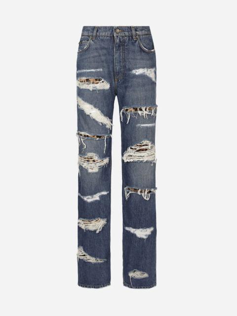 Loose-fit jeans with ripped details