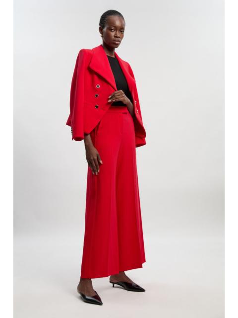 Compact Stretch Tipped Wide Leg Tailored Trouser