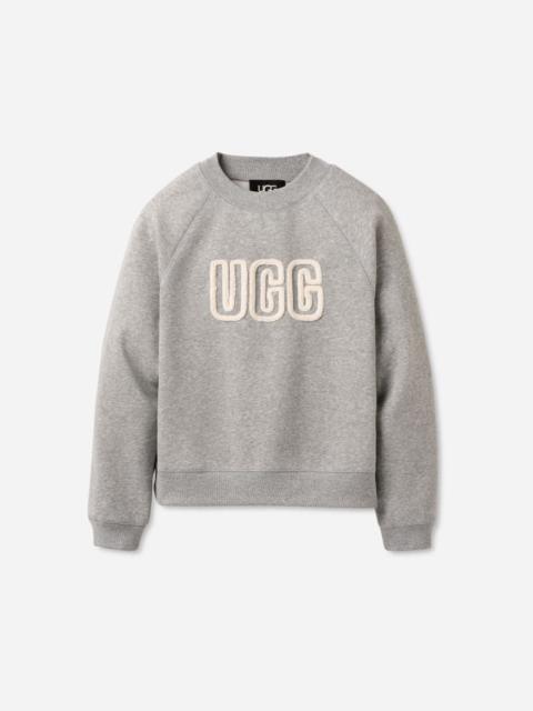 ® Women's ® Logo Crewneck Cotton Blend Tops in Grey Heather