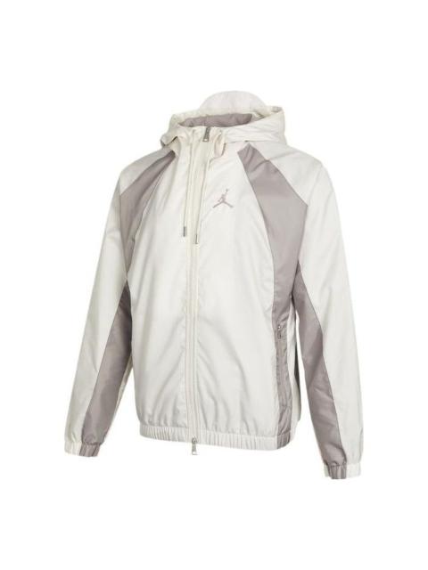 Men's Air Jordan SS22 Woven Sports Hooded Jacket Autumn Gray White DJ9829-104