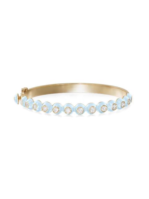 Pastel Blue Audrey Diamond Hinged Bangle Bracelet