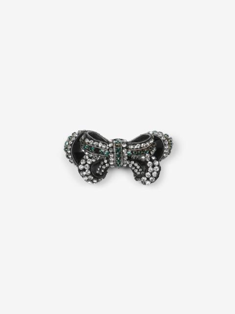 METAL AND CRYSTAL BOW BROOCH