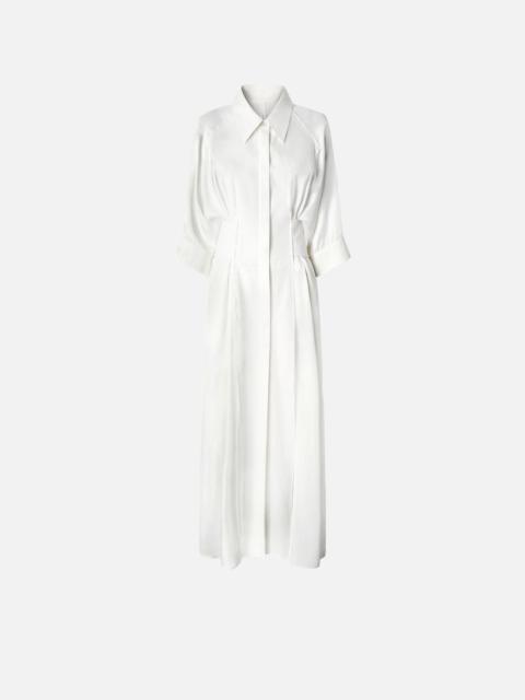 LONG HABOTAI AND COTTON SHIRT DRESS