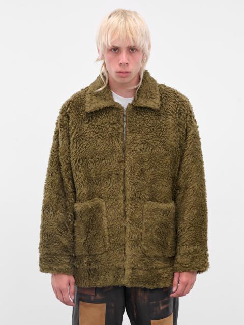 Khaki Hemp Painting Fleece Jacket