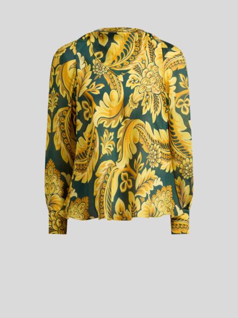PEAU D'ANGE SILK BLOUSE WITH FLOWER AND BEE MOTIF
