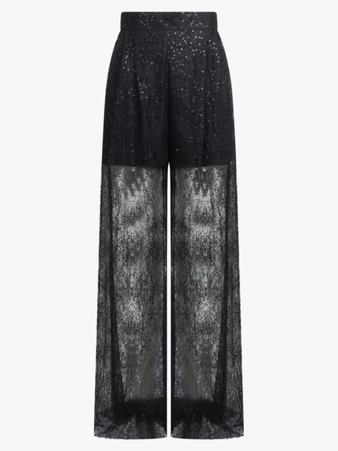 SEQUIN SHEER WIDE LEG PANT | BLACK/GOLD