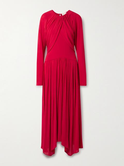 Galina Asymmetric Gathered Draped Stretch-jersey Dress