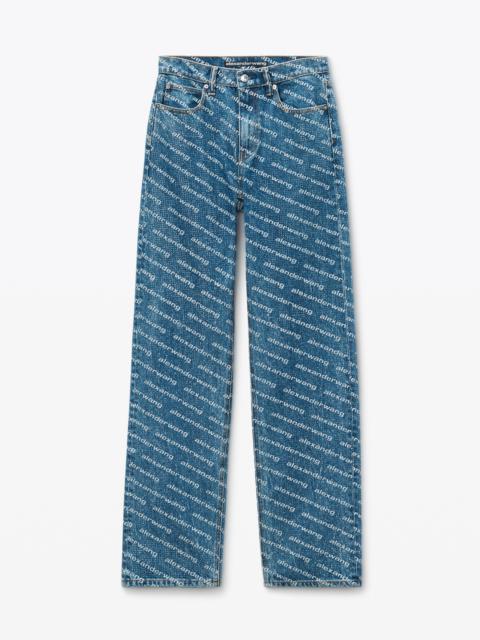 EZ Mid Rise Jeans in Logo Crystal Hotfix
