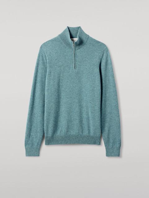 Classic Cashmere Green Zip Neck Jumper