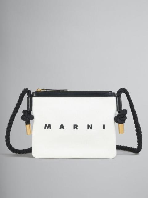 Marni WHITE AND BLACK CANVAS MARCEL POUCH | REVERSIBLE