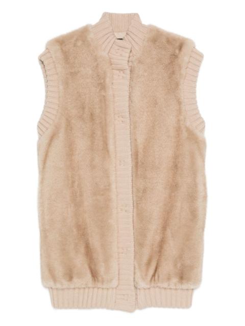 faux-fur knitted gilet