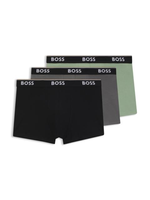 THREE-PACK OF LOGO-WAISTBAND TRUNKS IN STRETCH COTTON