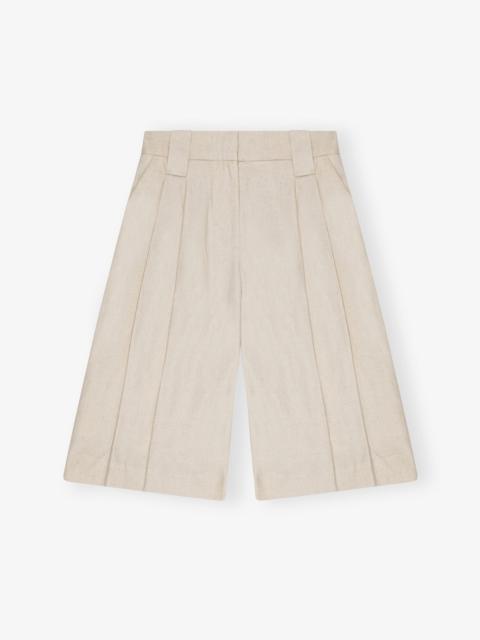 OFF-WHITE COTTON MELANGE TAILORING WIDE SHORTS