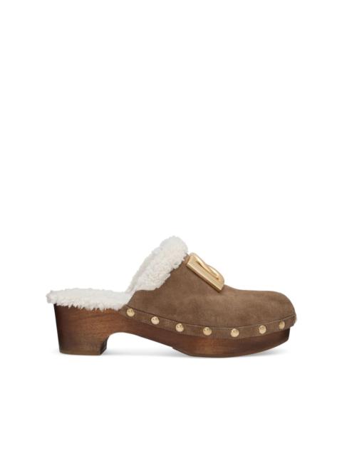 logo-plaque suede clogs