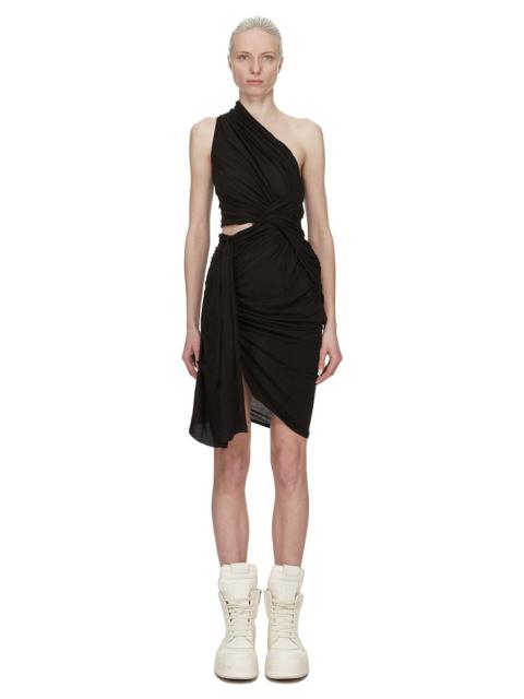 Black Hollywood Cotton Gauze Jersey Fog Minidress