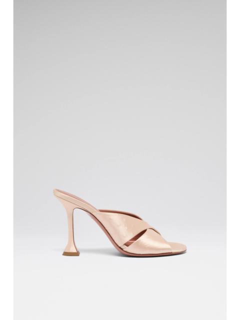 SALMA SLIPPER 95 CHAMPAGNE EMBOSSED OSTRICH SATIN