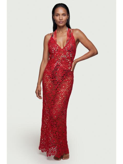 Floral Crochet Woven Beach Maxi Dress