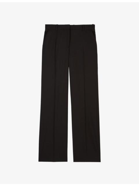 Pressed-crease straight-leg high-rise wool trousers