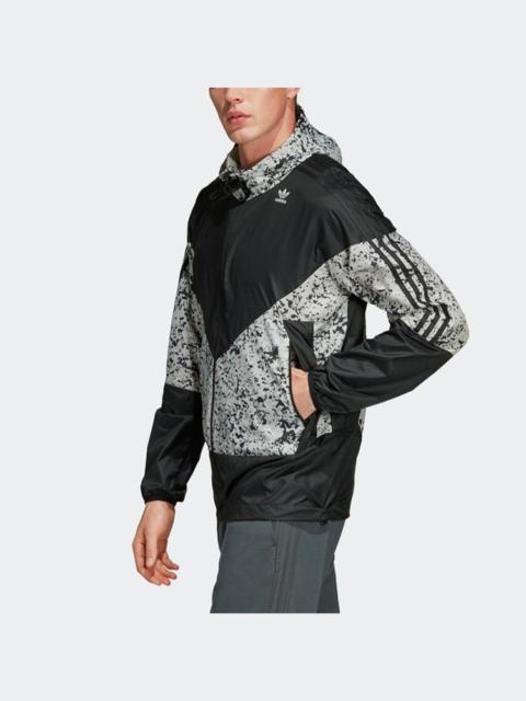 adidas originals Splicing logo Printing Casual Hooded Jacket Black White Colorblock DV1965