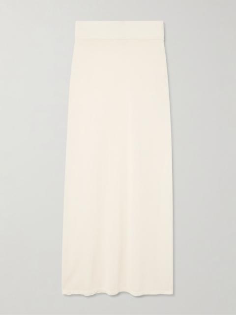 Lyocell and cashmere-blend maxi skirt White