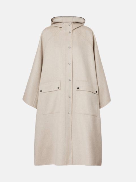 Hooded cashmere cape