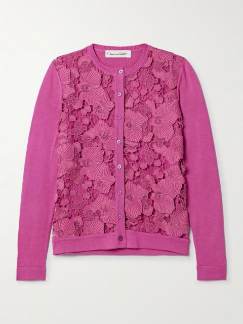 Guipure Lace-paneled Silk-blend Cardigan