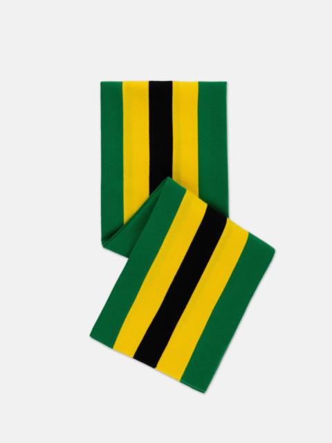 MADE-IN-ENGLAND GREEN, YELLOW & BLACK WOOL SCHOOLBOY MUFFLER