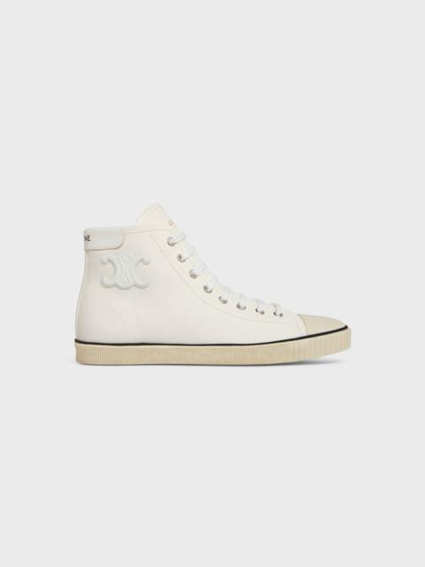 Celine Blank Mid Lace Up Sneaker with Toe Cap in Canvas and Calfskin