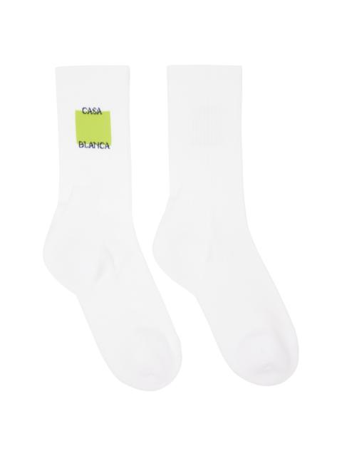 White Acid Lime Logo Square Socks