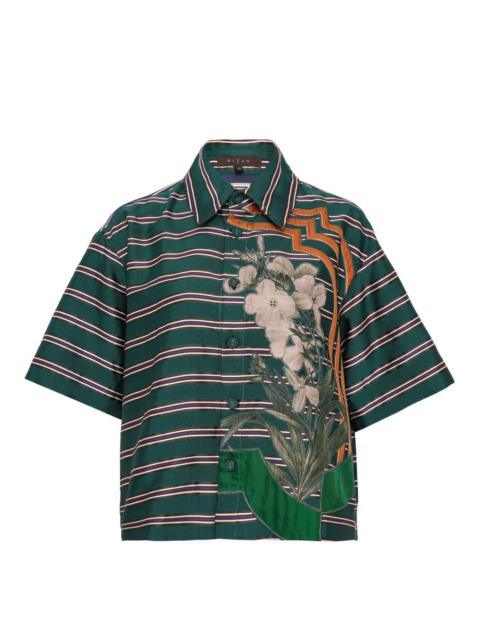 Stripe Cotton Silk Short Sleeve Shirt