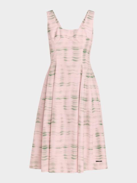 Paneled Striped Cotton Sleeveless Dress