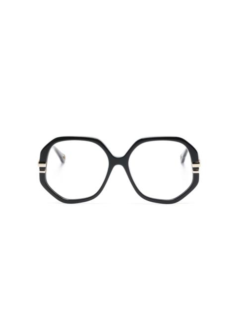 logo-debossed square-frame glasses