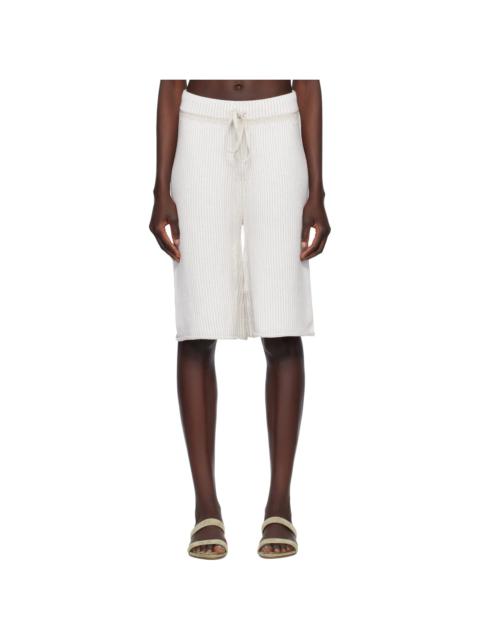 Beige & White Linea Shorts