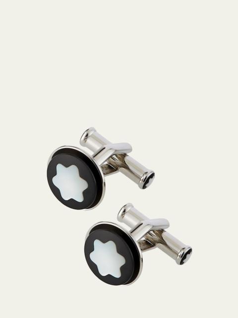 Men's Round Snowcap Emblem Cufflinks