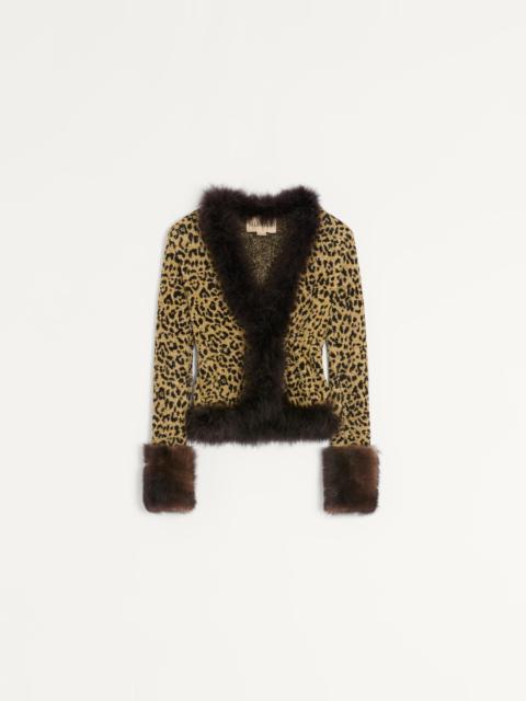 JACQUARD ANIMAL PRINT LUREX KNIT JACKET