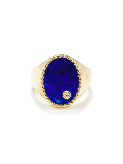 9K Yellow Gold Lapis Signent Ring blue