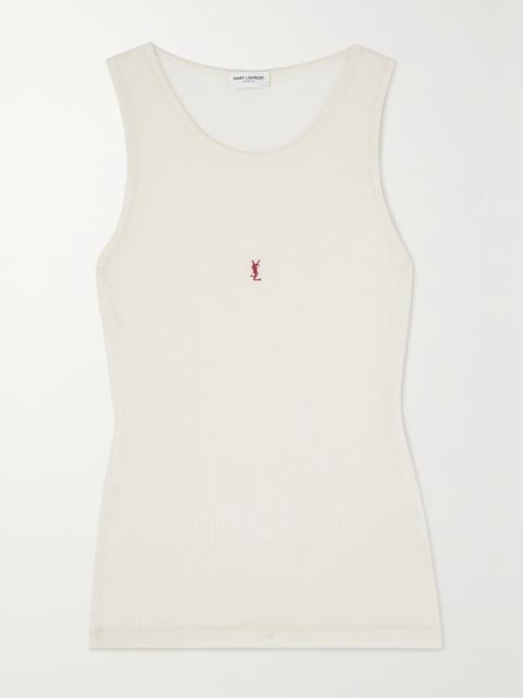 Cassandre Embroidered Ribbed Wool Tank